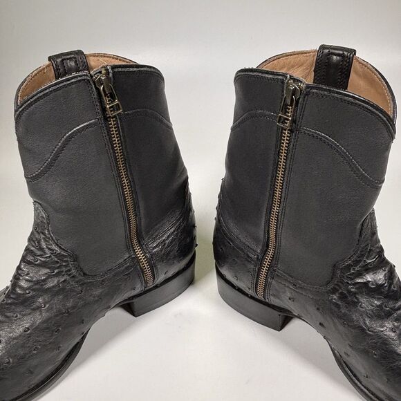 Tecovas Black Ostrich Western Ankle Boots Mens Size 10 EE Wide Zipper 1020 main image 6